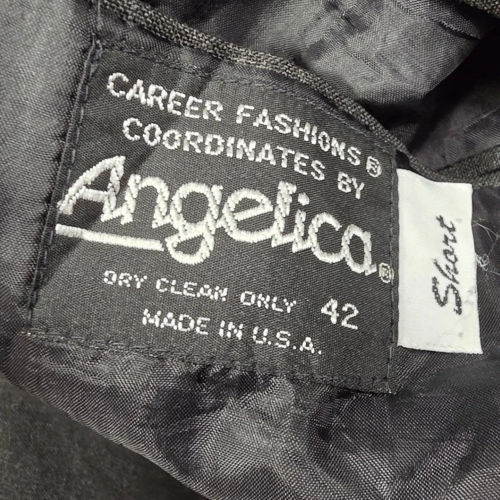 Angelica Career Fashions Mens 42 Short Blazer Charcoal Gray‎ 2-Button Sport Coat